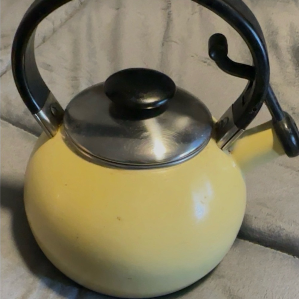 Yellow Kettle with Black Handle